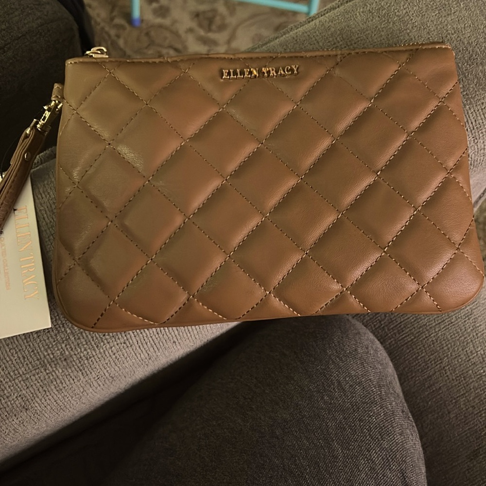 Ellen Tracy wristlet, brown, never used